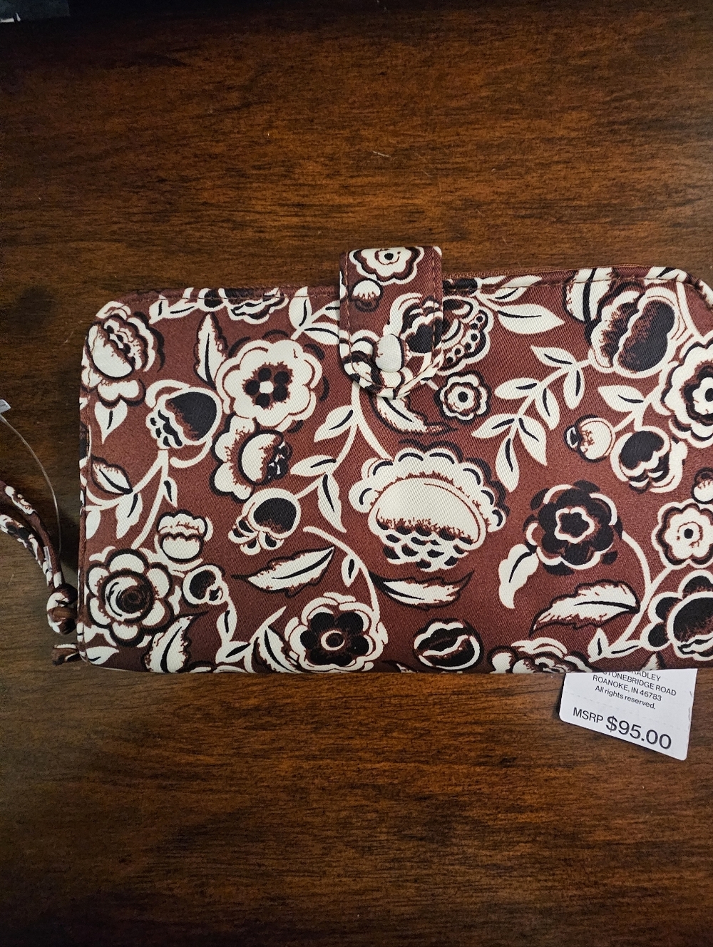 Vera Bradley Cinnamon and Cream Floral Wristlet Wallet